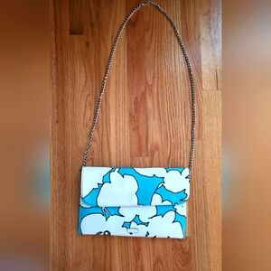 United Colors of Benetton floral purse clutch combo blue white EUC